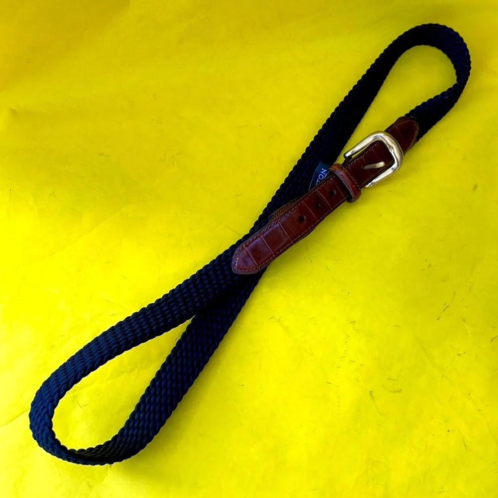 Vintage navy blue/gold with leather Brighton stretchy belt